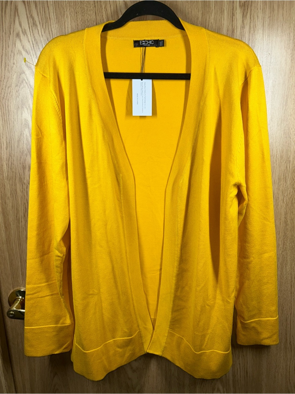 EXCHIC Women's Size XXL Mustard Yellow Open Front Cardigan Sweater